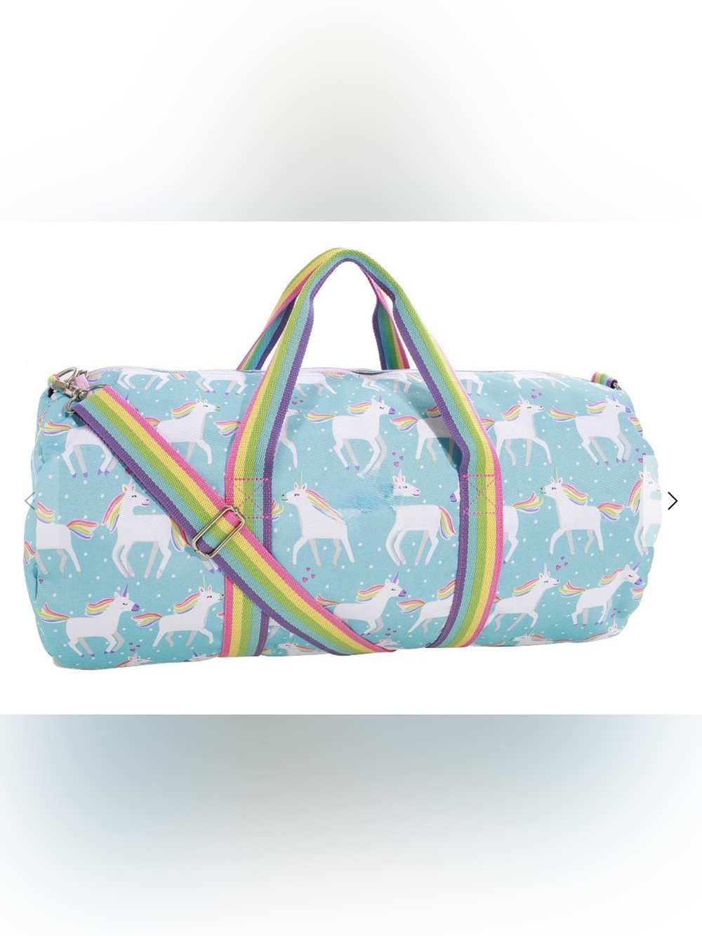 PB Kids Mackenzie Aqua Unicorn Parade Large Duffle Bag